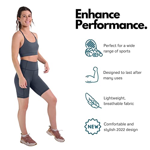 Women's Compression Biker Shorts 7" For Running Cycling Yoga Gym (Carbon Gray, M) #TOP1