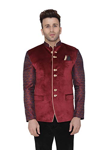 Image of WINTAGE Men's Jacquard Grandad Bandhgala Coat Nehru Modi Blazer : Multiple Colors