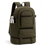 Mochila de Lona Resistete com Espaço Interno Amplo Multiplos Compartimentos Funcional Viagens Acampamento Faculdade Dia Dia (Verde)