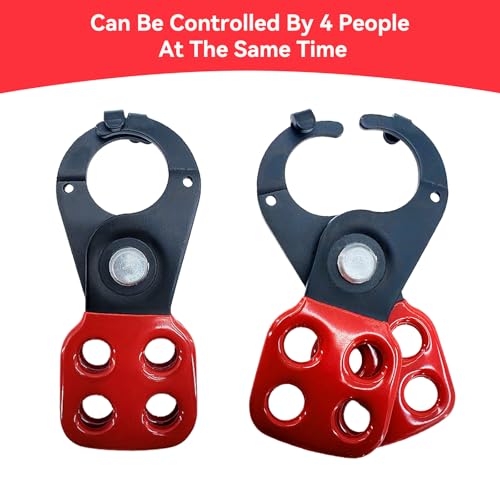 Image of 10 Pack Lockout Tagout Hasp 1.5 inch Red Stainless Steel Lockout Hasp Tamper-Proof Padlock Hasp Nylon Handle