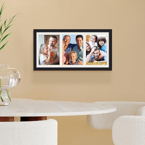 Image of upsimples 8x16 Collage Frames, 3 Picture Frame 5x7, Black, 1 Pack | Fit 3 5x7 or 8x16 Photo, Picture Frames Collage Wall Decor, For Hallway Entryway Bedroom Living Room