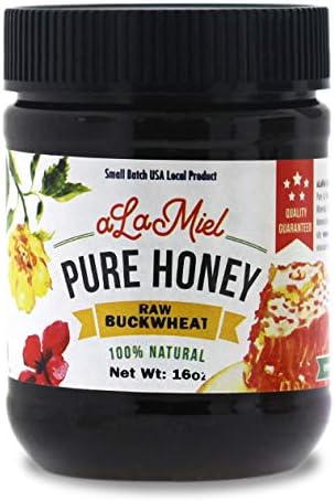 aLaMiel Raw Buckwheat Honey 100% Natural Local Pure Domestic Honey with Health Benefits Unheated, Unprocessed, Unfiltered Gluten Free | 1 lb Made in USA | 16 oz or 454 grams | Plastic Bottle