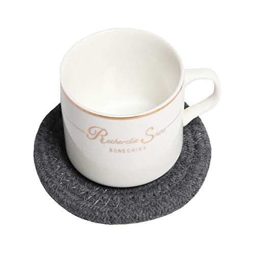 image for SHACOS Woven Braided Coasters Set of 6 Cotton Thick Large Drink Coaste
