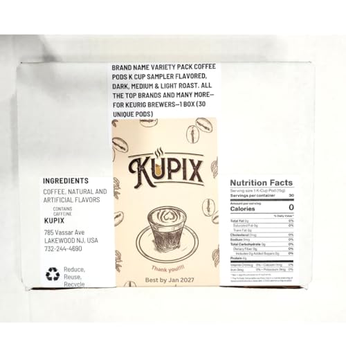 Image of Brand Name Variety Pack Coffee Pods K Cup Sampler Flavored, Dark, Medium & light Roast. All the Top Brands and Many More-for Keurig Brewers-1 box (30 Unique Pods)