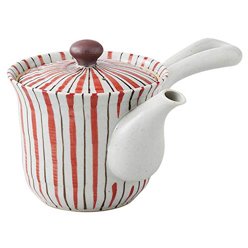 浜陶 波佐見焼 一誠陶器 軽々急須 (スーパーメッシュ茶こし付) 小 300ml 二色錆十草 赤 287954