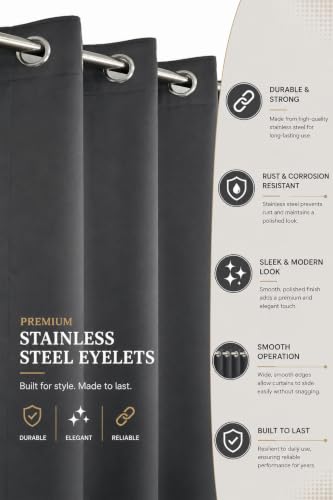 Image of LaVichitra 1 Piece Solid Premium Blackout Curtain - Thermal Insulated, 3 Layered, 100% Opaque Window - 6 feet, Grey