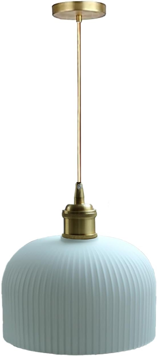7.8 Inch White Glass Globe Pendant Light Fixtures Milk Frosted Glass Ball with Gold Brass Finish Farmhouse Pendant Lighting (B)
