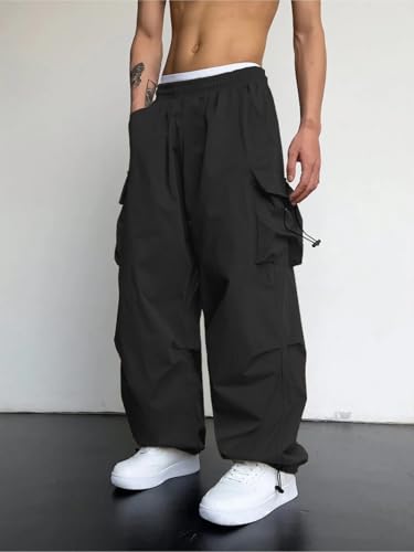 Image of GRECIILOOKS Men's Cargo Pants | 4 Pocket Cotton Cargo Joggers for Men | Loose Fit Stylish Pant with Pockets | Casual Baggy Trousers & Streetwear Lower