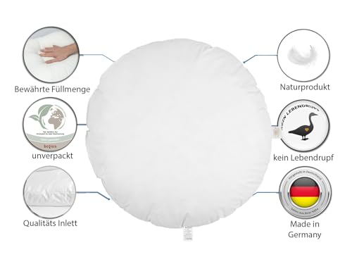 beties „Publik“ Federkissen ca. 80 cm Ø mit Bodenkissen Sofakissen mit Federfüllung (echte Federn) vielfältige Größenauswahl, waschbar traditionell gefertigt
