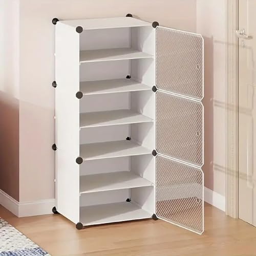 Image of Owme 6 Door Portable Shoe Rack Cabinet with Flip Door | Space Saving Multi Layer Shoe Organizer for Entryway Living Room | Multi Layer Storage for Sneakers, Heels & Boots (White, 3 Door)