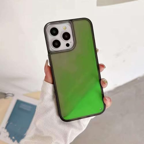 Coque lumineuse pour iPhone 16 Pro scintille dans le noir avec son effet sable mouvant vert