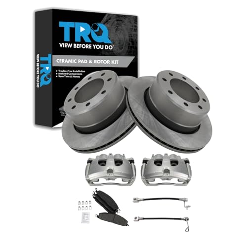 Image of TRQ Rear Brake Pad & Rotor Kit Ceramic Compatible with 2014-2014 Ram 2500
