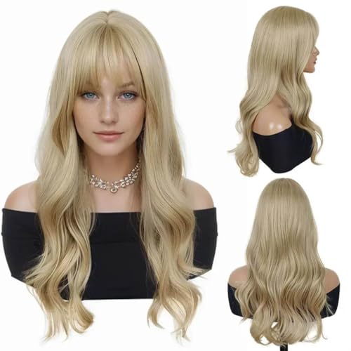 Women's Spring Fall With Bangs Long Wavy Daily Natural Stage