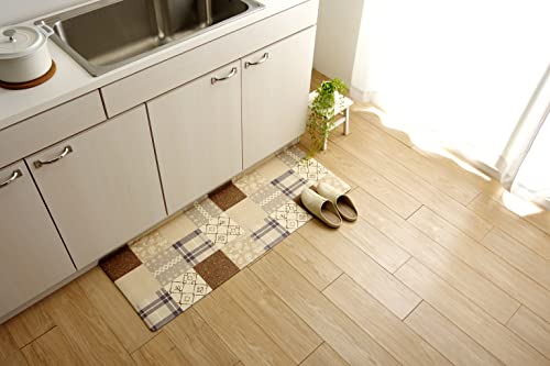 イケヒコ・コーポレーション キッチン マット PVC フラン ベージュ 約45×120cm お手入れ簡単 拭ける 体圧分散 北欧 洗える 薄い #3495299