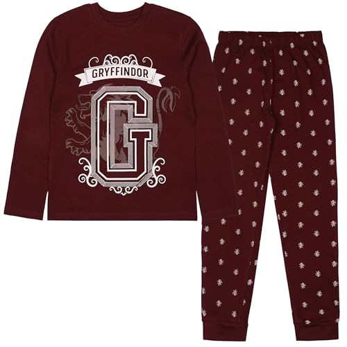 Harry Potter Gryffindor Pijama de dos piezas de manga larga para niño, burdeos 9-10 años