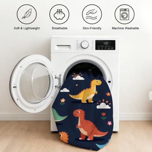 Image of Cartoon Dinosaur Comforter Set Twin Size Cute Bedding Set for Kids | Cute Colorful Dino Bedding Set for Boys Girls, All Season Soft Microfiber Bed Set with 1 Comforter 1 Pillowcase