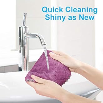 12PCS Kitchen Towels Dish Towels, Multipurpose Reusable Dish Cloths, Double-Sided Microfiber Cleaning Rags for Furniture, Tea, Bowl, 10x 6 inch