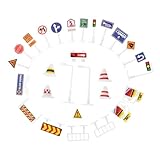 Milisten 28pcs Realistic Traffic Signs Models for Boys and Girls Road Sign Set Toy Street Playset for Boys and Girls Learning Traffic Rules