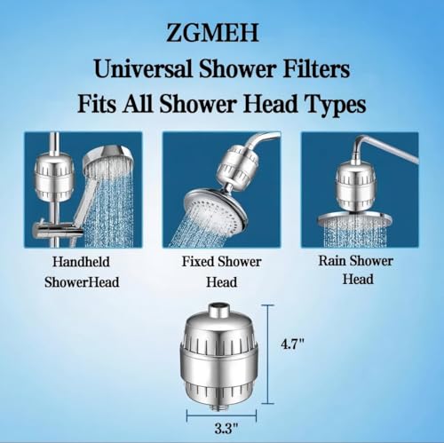 Image of 20 Stage Shower Filter for Hard Water - 99% Removal High Output Shower Head Filter for Chlorine, Heavy Metals, Improve Skin, Hair and Nails, Chrome Finish, Silver