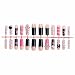 MISUD Press on Nails - Long Square Glue on Nails with Pink Black Cheetah, Acrylic Y2K Cross Design 24 pcs