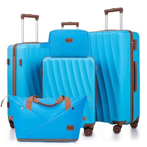 Image of Luggage Sets 5 Piece Suitcases with Wheels,ABS Hard Case Suitcases with Spinner Wheels,Durable Travel Luggage(SkyBlue, 5 Piece Set(20 inch /24 inch /28 inch))