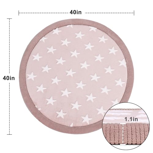 Shinnwa Round Kids Rug, Thickened Round Area Rug With Foam Padding, Star Pattern Circle Rug For Nursery thumb #1