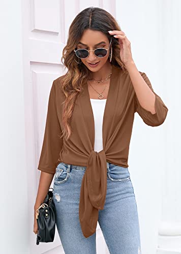Image of Heymoments Women's Lightweight Open Front Cardigans 3 /4 Sleeve Casual Soft Drape Fall Cardigan S-2XL