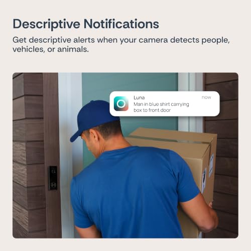 Image of Luna Video Doorbell Camera, 4MP 180 Wide View, Dual-Band WiFi & Chime | Head-to-Toe Coverage & Wider Porch Coverage, Wireless Battery Powered or Hardwired, Two-Way Audio, IP67 Waterproof