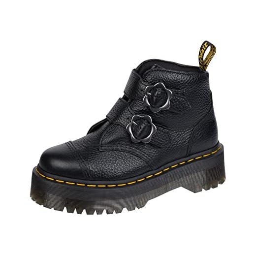 Dr. Martens Women's Devon Flower Ankle Boot, Black, 7