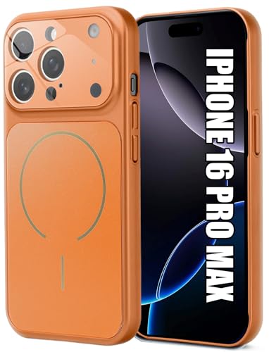 Image of SHINESTAR iPhone 16 Pro Max Case - Premium Shockproof Protective Cover, Wireless Charging Compatible, Slim & Durable Luxury Back Cover with Camera Protection (Orange)