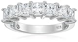 Amazon Essentials Platinum-Plated Sterling Silver Infinite Elements Cubic Zirconia Princess-Cut Ring (2 cttw), Size 6