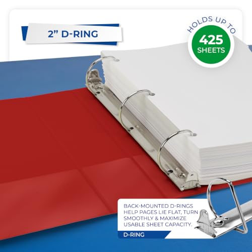 Image of Samsill Durable 2 inch 3 Ring Binder, D Ring Binder, 100% Recycled Chipboard, Red, 12 Pack