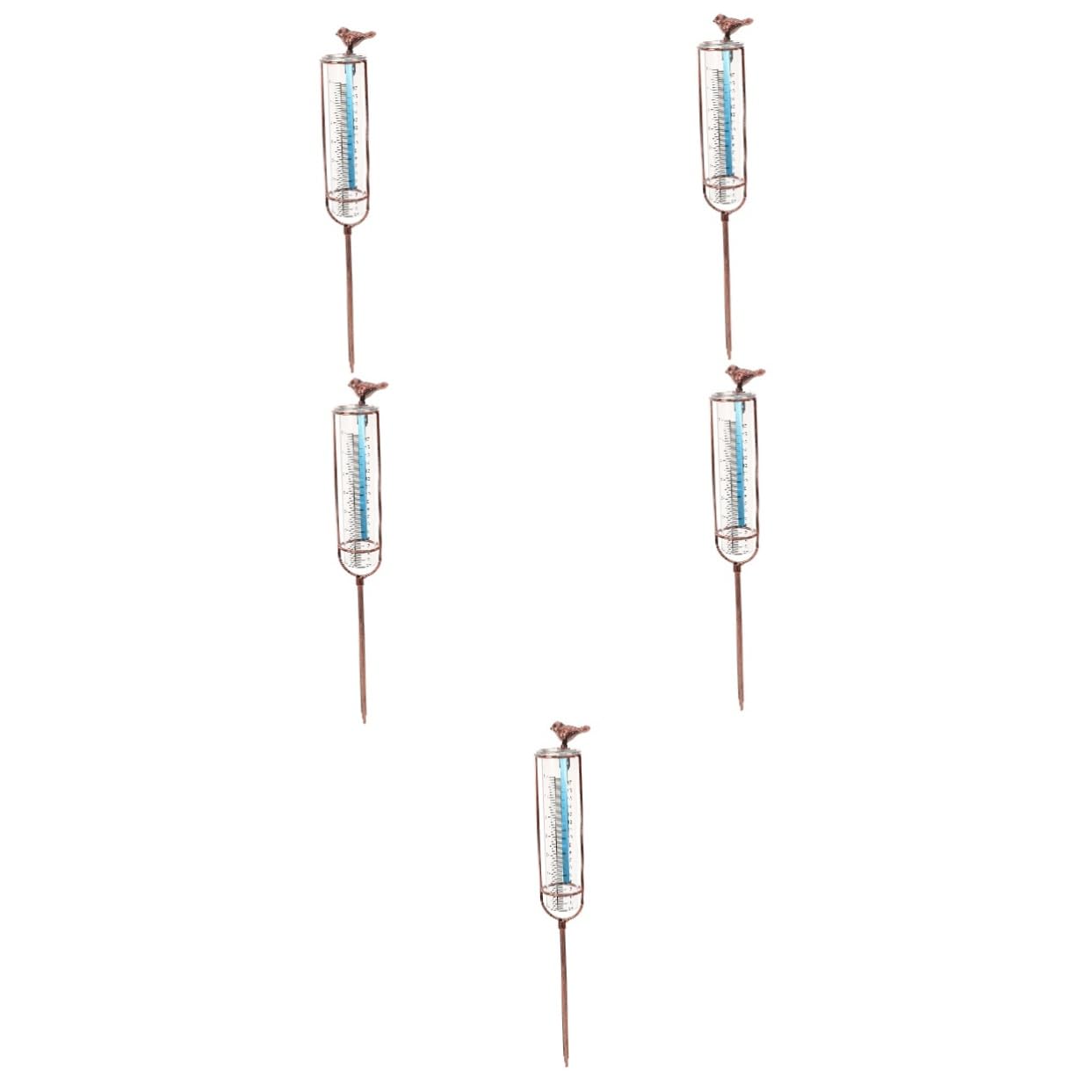 ULTECHNOVO 5piezas Medidor De Lluvia De Diseño Elegante y Estable Para Jardín y Patio Tubo Graduado Resistente La Intemperie Base Junta Roja