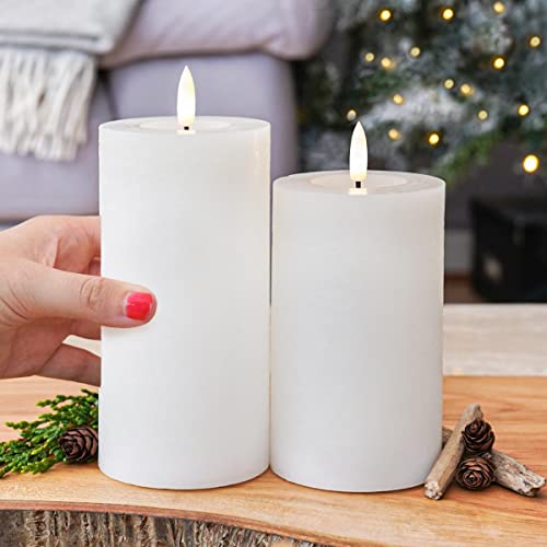 Graue Echtwachs-LED-Kerze mit authentischer Flamme, 2er-Pack ( Klein & Mittel) von Festive Lights (Mittel & Groß, Weiß) Cover