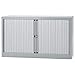 Bisley Rollladenschrank - horizontal, lichtgrau ähnlich RAL 7035 - HxB 695 x 1200 mm, 1 Fachboden - Beistellschrank Büroschrank Sideboard Stahlschrank Aktenschrank Mehrzweckschrank Schrankwand