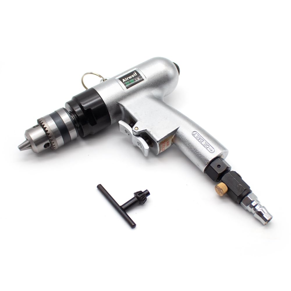 Toplionace Taladro Neumático de Alta Velocidad 2000 Rpm Inalámbrico Tipo Pistola Taladro de Aire Reversible Herramienta de Perforación de Orificios de Alto Par Abrazadera de 1-10mm