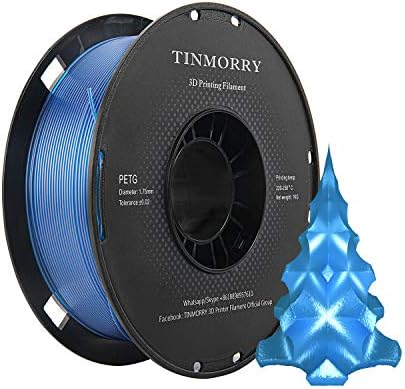 PETG Filament 1.75mm 1kg, TINMORRY 3D Printer Filament PETG Tangle-Free 3D Printing Materials, 1 Spool, Black