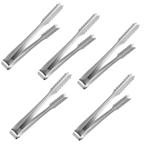 5 Pcs Mini Ice Tongs - Sweet Tongs for Pick Mix - Small Portable Tongs for Food, Sweets, Bread, Cake, Appetizers, Tea, Coffee, Kitchen, Wedding Party