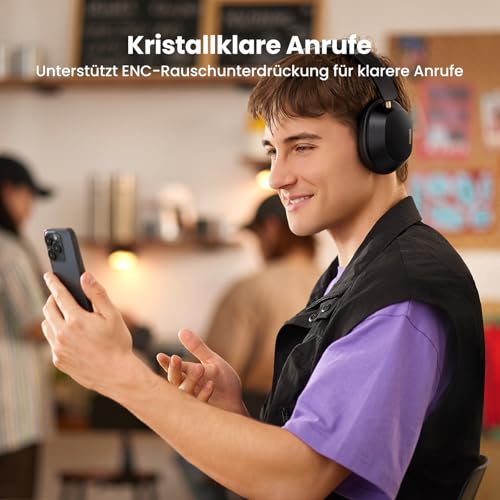 UGREEN HiTune Max5c Bluetooth Kopfhörer Over Ear mit Hybrid Active Noise Cancelling, Hi-Res Audio, LDAC, 75h Akku, Bluetooth 5.4, Spatial Audio, EQ in App, Duale Verbindung (Schwarz)