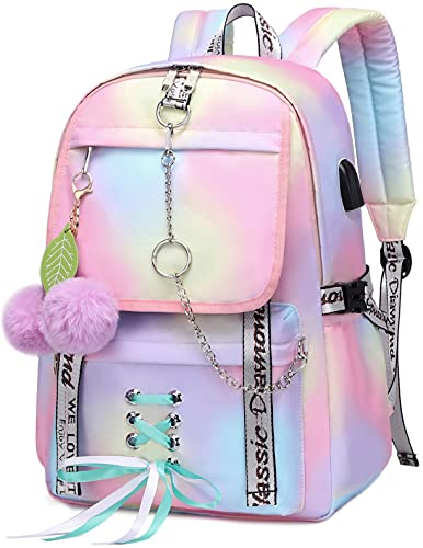 Hey Yoo Cute School Backpacks for Girls Backpack School Bag Bookbag Gothic Backpack for Teen Girls Women (Pink)