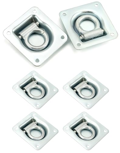 QWORK® Zestaw 6 uch mocujących do przyczep, koryto mocujące, akcesoria do przyczep, mocowania do transportu towarów
