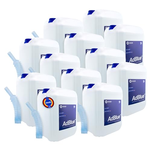 BAUER BLUE – Adblue – 10x10 Liter Kanister mit Flex-Ausgießer – für Diesel Motoren – Herstellung nach ISO 22241 – Premium Harnstofflösung – Made in Germany – Optimale SCR-Abgasnachbehandlung (100L)