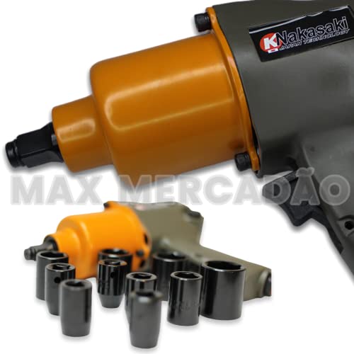 Kit Chave Impacto Pneumática 1/2 Pol Com Acessórios Parafusadeira 17pçs