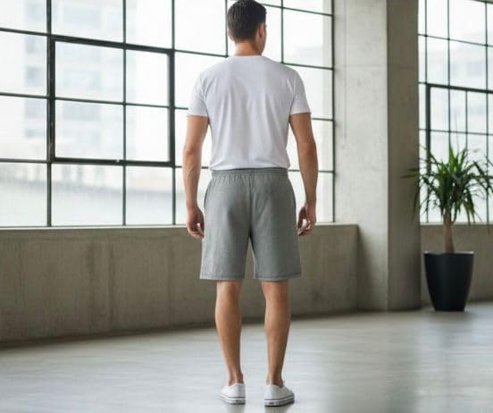 Image of Imsa Moda Men's Polycotton Relaxed Fit Shorts | Half Pant with Drawstring & 4 Pockets | Lightweight Casual Shorts for Men