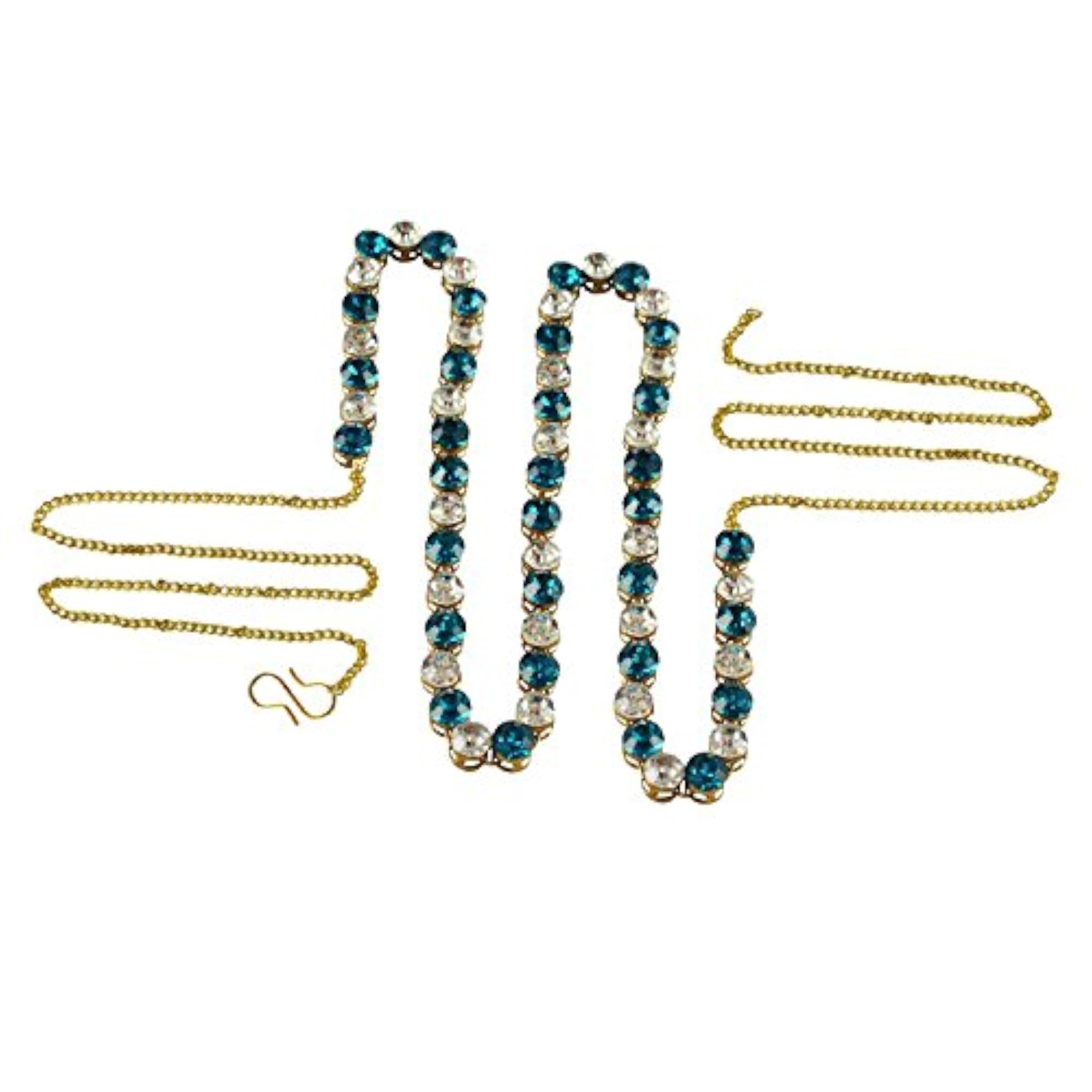 Women's Solid Brass Multi Stone Studded Waist Belt, Multicolor