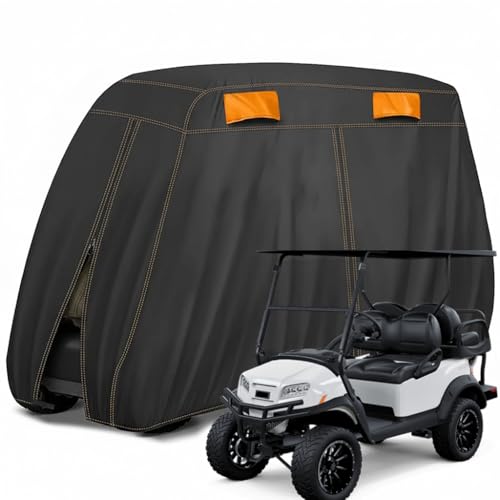 MWKHZIL Golf Cart Cover for Bintelli Nexus Gen2 6-Seater Lifted, 420D Heavy Duty Water-Resistant Cover for 2/2+2/4/4+2 Passenger with Zipper Door Ventilation Adjustable Buckle Straps