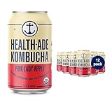 Health-Ade Canned Kombucha Tea Organic Drink, Fermented Tea with Living Probiotics, Detoxifying Acids, Supports Gut Health, Non-GMO, Vegan, Gluten Free, 12 Pack (11.5 Fl Oz Cans), Pink Lady Apple® in Cans