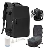 Vacuum Seal Travel Backpack with Air Pump Compression Vacpack Waterproof Carry On Backpack for Travel Women men with Vacuum System Laptop Airlines Approved Daypack Space Saver Bags Black