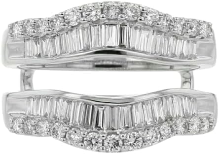 DJCREATION-US Double Enhancer Wedding Ring, 3 Carat Baguette Cut Lab Created Diamond, 14K White Gold Finish