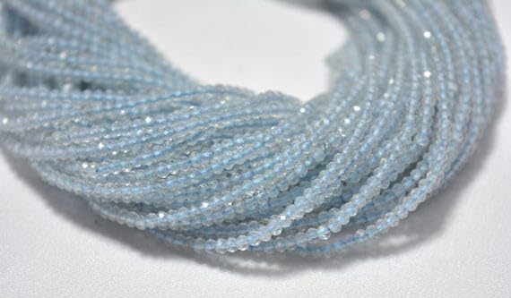 Perles aigue-marine rondelles facettées 2.20mm lot de 10 rangs de 13 pouces